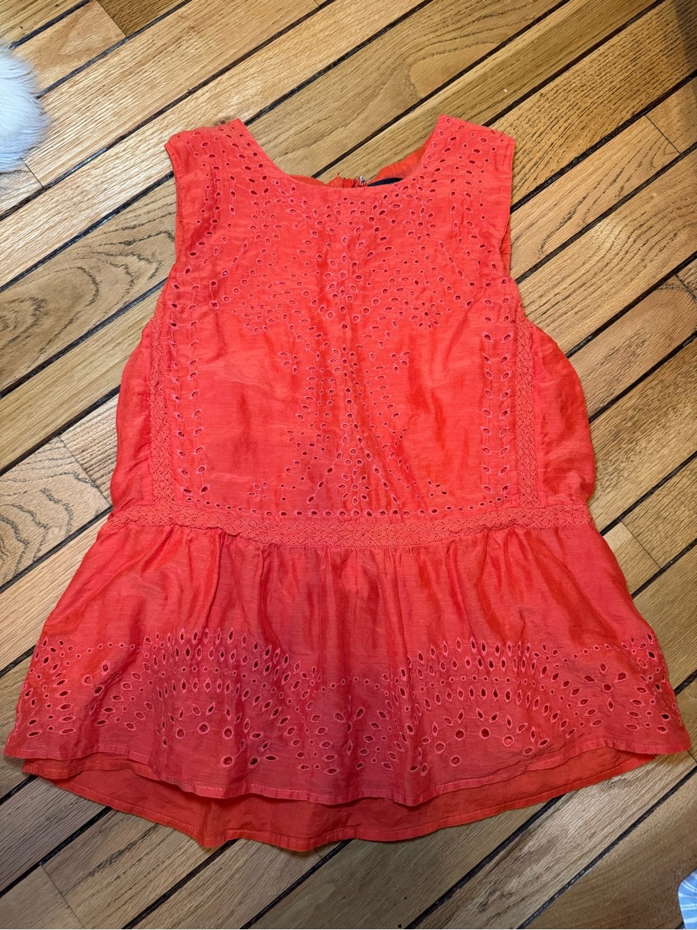 J. Crew Coral Eyelet Peplum Camisole